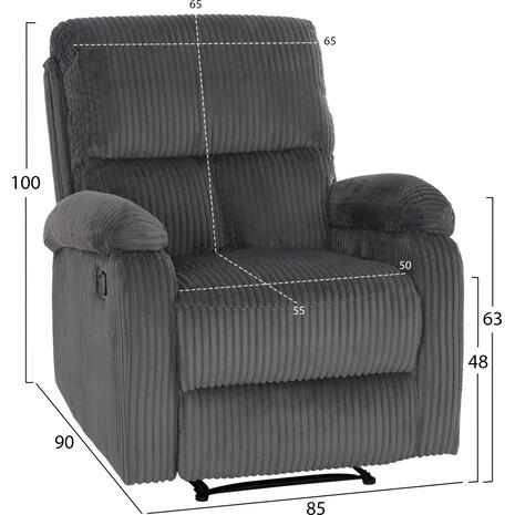 ΠΟΛΥΘΡΟΝΑ RELAX DIONI HM3296.11 ΓΚΡΙ ΡΙΓΕ ΥΦΑΣΜΑ 85x90x100Υεκ.