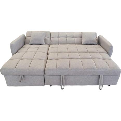 ΓΩΝΙΑΚΟΣ ΚΑΝΑΠΕΣ-ΚΡΕΒΑΤΙ ΑΝΑΣΤΡΕΨΙΜΟΣ NEZU HM3294.02 ΜΠΕΖ ΥΦΑΣΜΑ 213x145x83Υεκ.