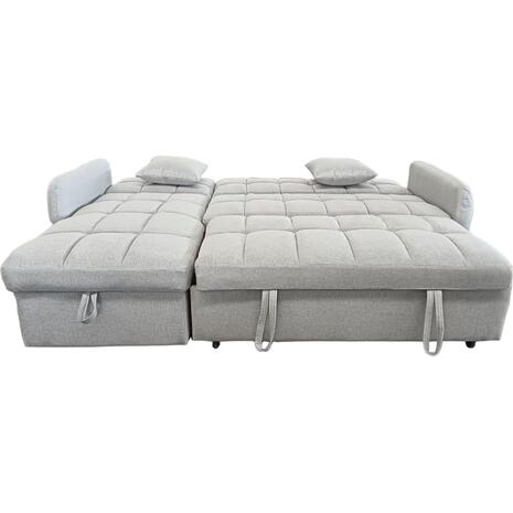 ΓΩΝΙΑΚΟΣ ΚΑΝΑΠΕΣ-ΚΡΕΒΑΤΙ ΑΝΑΣΤΡΕΨΙΜΟΣ NEZU HM3294.02 ΜΠΕΖ ΥΦΑΣΜΑ 213x145x83Υεκ.