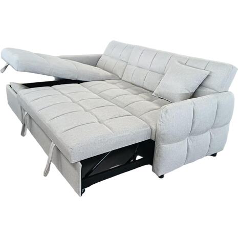 ΓΩΝΙΑΚΟΣ ΚΑΝΑΠΕΣ-ΚΡΕΒΑΤΙ ΑΝΑΣΤΡΕΨΙΜΟΣ NEZU HM3294.02 ΜΠΕΖ ΥΦΑΣΜΑ 213x145x83Υεκ.