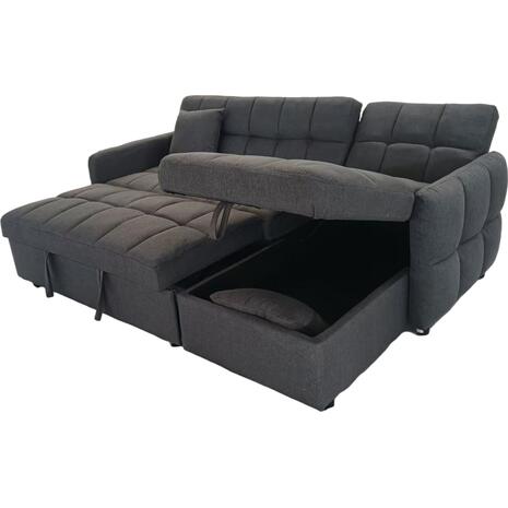 ΓΩΝΙΑΚΟΣ ΚΑΝΑΠΕΣ-ΚΡΕΒΑΤΙ ΑΝΑΣΤΡΕΨΙΜΟΣ NEZU HM3294.01 ΓΚΡΙ ΥΦΑΣΜΑ 213x145x83Υεκ.