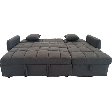 ΓΩΝΙΑΚΟΣ ΚΑΝΑΠΕΣ-ΚΡΕΒΑΤΙ ΑΝΑΣΤΡΕΨΙΜΟΣ NEZU HM3294.01 ΓΚΡΙ ΥΦΑΣΜΑ 213x145x83Υεκ.