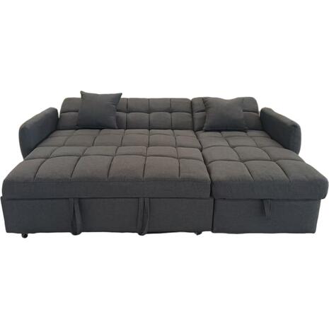 ΓΩΝΙΑΚΟΣ ΚΑΝΑΠΕΣ-ΚΡΕΒΑΤΙ ΑΝΑΣΤΡΕΨΙΜΟΣ NEZU HM3294.01 ΓΚΡΙ ΥΦΑΣΜΑ 213x145x83Υεκ.