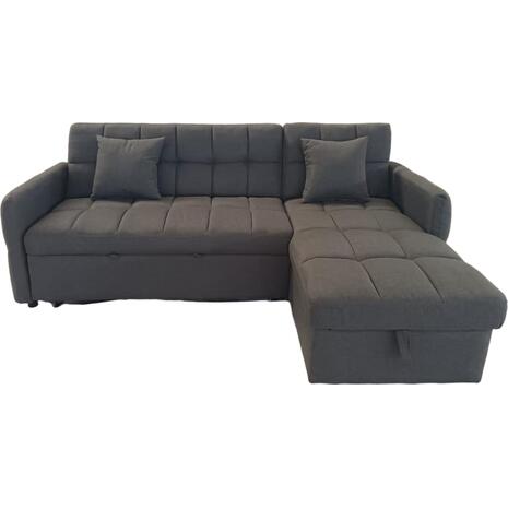 ΓΩΝΙΑΚΟΣ ΚΑΝΑΠΕΣ-ΚΡΕΒΑΤΙ ΑΝΑΣΤΡΕΨΙΜΟΣ NEZU HM3294.01 ΓΚΡΙ ΥΦΑΣΜΑ 213x145x83Υεκ.