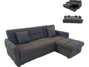 ΓΩΝΙΑΚΟΣ ΚΑΝΑΠΕΣ-ΚΡΕΒΑΤΙ ΑΝΑΣΤΡΕΨΙΜΟΣ NEZU HM3294.01 ΓΚΡΙ ΥΦΑΣΜΑ 213x145x83Υεκ.