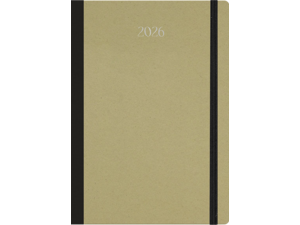 Ημερήσιο Ημερολόγιο Linardatos Organic_B 2026 εύκαμπτο 360° εξώφυλλο λινόδετο με λάστιχο 17x24cm 52264_B Ελιά
