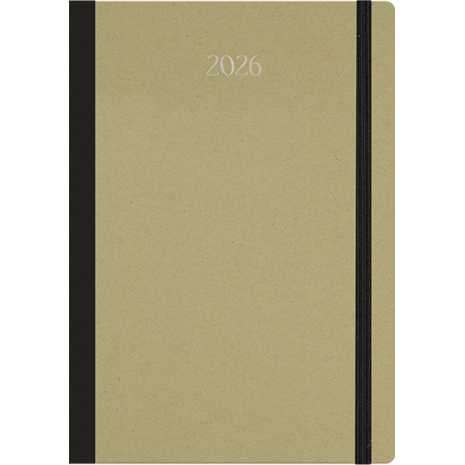 Ημερήσιο Ημερολόγιο Linardatos Organic_B 2026 εύκαμπτο 360° εξώφυλλο λινόδετο με λάστιχο 17x24cm 52264_B Ελιά