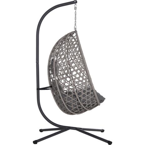 ΚΡΕΜΑΣΤΗ ΦΩΛΙΑ NESTA HM6468.01 ΓΚΡΙ ΜΕΤΑΛΛΟ & P.E.RATTAN 100x100x190Υεκ.