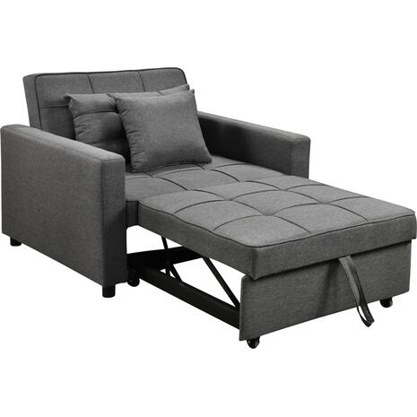 ΠΟΛΥΘΡΟΝΑ-ΚΡΕΒΑΤΙ MERO HM3306.01 ΓΚΡΙ ΥΦΑΣΜΑ 98x85x88Υεκ.