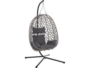 ΚΡΕΜΑΣΤΗ ΦΩΛΙΑ NESTA HM6468.01 ΓΚΡΙ ΜΕΤΑΛΛΟ & P.E.RATTAN 100x100x190Υεκ.