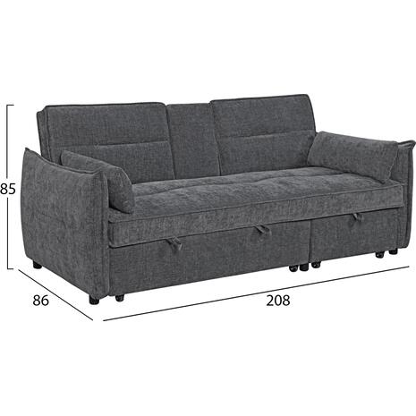 ΚΑΝΑΠΕΣ ΚΡΕΒΑΤΙ 2-ΘΕΣΙΟΣ VELAR HM3305.01 ΓΚΡΙ ΥΦΑΣΜΑ 208x86x85Υεκ.