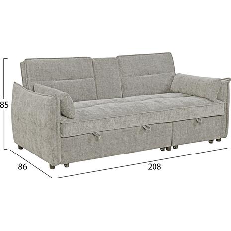 ΚΑΝΑΠΕΣ ΚΡΕΒΑΤΙ 2-ΘΕΣΙΟΣ VELAR HM3305.03 ΜΠΕΖ ΥΦΑΣΜΑ 208x86x85Υεκ.