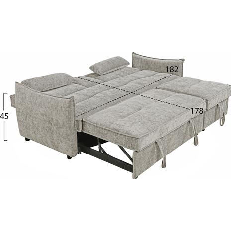 ΚΑΝΑΠΕΣ ΚΡΕΒΑΤΙ 2-ΘΕΣΙΟΣ VELAR HM3305.03 ΜΠΕΖ ΥΦΑΣΜΑ 208x86x85Υεκ.