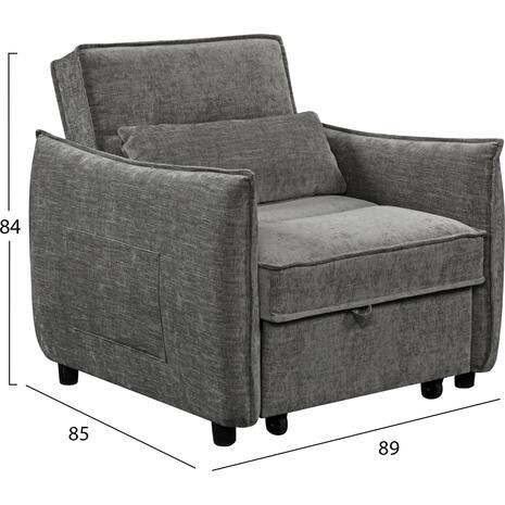 ΠΟΛΥΘΡΟΝΑ-ΚΡΕΒΑΤΙ ORYN HM3307.01 ΓΚΡΙ ΥΦΑΣΜΑ 89x85x84Υεκ.