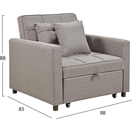 ΠΟΛΥΘΡΟΝΑ-ΚΡΕΒΑΤΙ MERO HM3306.03 ΜΠΕΖ ΥΦΑΣΜΑ 98x85x88Υεκ.