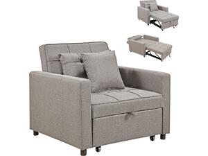 ΠΟΛΥΘΡΟΝΑ-ΚΡΕΒΑΤΙ MERO HM3306.03 ΜΠΕΖ ΥΦΑΣΜΑ 98x85x88Υεκ.