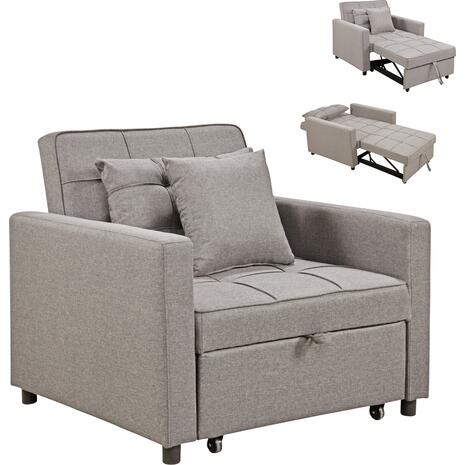 ΠΟΛΥΘΡΟΝΑ-ΚΡΕΒΑΤΙ MERO HM3306.03 ΜΠΕΖ ΥΦΑΣΜΑ 98x85x88Υεκ.