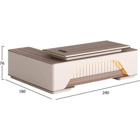 ΓΡΑΦΕΙΟ ΔΕΞΙΑ ΓΩΝΙΑ ΣΕΙΡΑ SUPERON HM2137R ΜΕΛΑΜΙΝΗ ΜΠΕΖ--LED ΦΩΤΙΣΜΟΣ 240x180x76Υεκ.