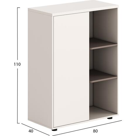 ΝΤΟΥΛΑΠΙ/ΒΙΒΛΙΟΘΗΚΗ NEWLINE HM18283 ΜΕΛΑΜΙΝΗ ΛΕΥΚΗ & ΑΝΟΙΧΤΟ ΚΑΦΕ 80x40x110Υεκ.