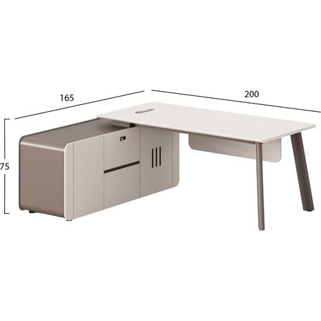 ΓΡΑΦΕΙΟ ΑΡΙΣΤΕΡΗ ΓΩΝΙΑ NEWLINE HM18271L ΜΕΛΑΜΙΝΗ ΕΚΡΟΥ-ΑΝΟΙΧΤΟ ΚΑΦΕ 200x165x75Υεκ