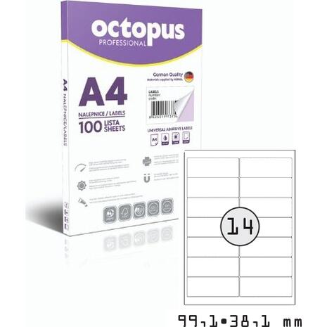 Ετικέτες αυτοκόλλητες Octopus 99.1x38.1mm πακ.100 φύλλα