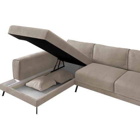 ΚΑΝΑΠΕΣ ΚΡΕΒΑΤΙ ΑΡΙΣΤΕΡΗ ΓΩΝΙΑ ZENORA HM3337.03L ΜΠΕΖ ΥΦΑΣΜΑ 303x214x80Υεκ