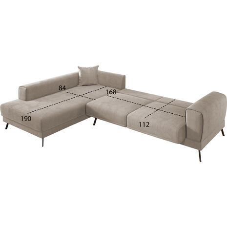 ΚΑΝΑΠΕΣ ΚΡΕΒΑΤΙ ΑΡΙΣΤΕΡΗ ΓΩΝΙΑ ZENORA HM3337.03L ΜΠΕΖ ΥΦΑΣΜΑ 303x214x80Υεκ