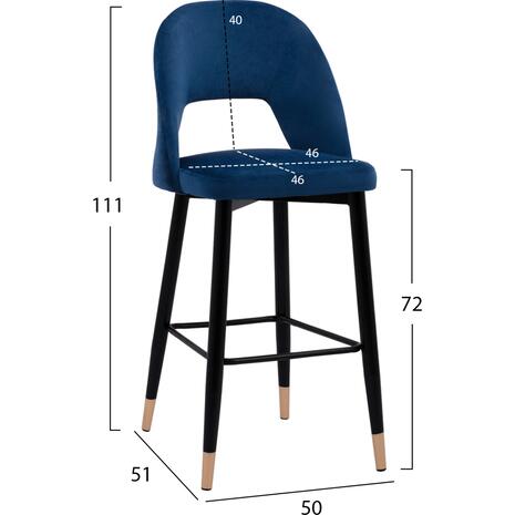 ΣΚΑΜΠΟ ΜΠΑΡ HARPER HM8526.08 ΒΕΛΟΥΔΟ ΜΠΛΕ ΜΕ ΜΕΤΑΛΛΙΚΟ ΣΚΕΛΕΤΟ 50x51x111Υ εκ.