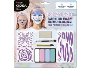 Χρώματα προσώπου Kidea 091980 Πριγκίπισσα (σετ 4 χρώματα παστέλ + αυτοκόλλητα + πινέλο)