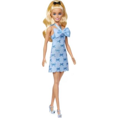 Mattel Barbie Fashionistas Doll 237 In Blue Bow Halter Dress, Blonde Ponytail With Bow Κούκλα FBR37 / HYT93