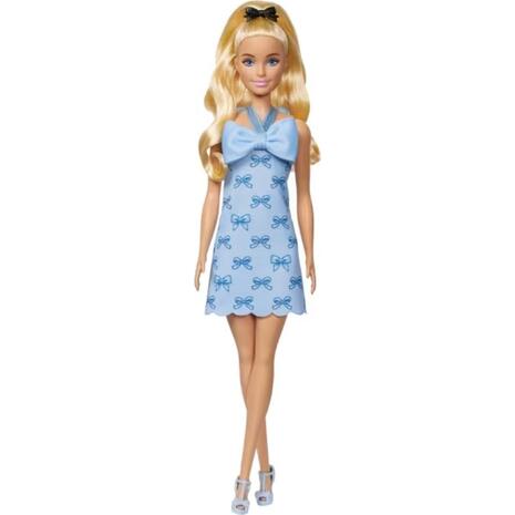 Mattel Barbie Fashionistas Doll 237 In Blue Bow Halter Dress, Blonde Ponytail With Bow Κούκλα FBR37 / HYT93