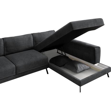 ΚΑΝΑΠΕΣ ΚΡΕΒΑΤΙ ΔΕΞΙΑ ΓΩΝΙΑ ZENORA HM3337.01R ΣΚΟΥΡΟ ΓΚΡΙ ΥΦΑΣΜΑ 303x214x80Υεκ