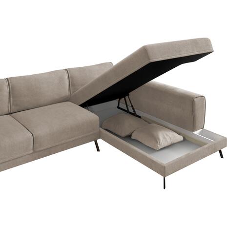 ΚΑΝΑΠΕΣ ΚΡΕΒΑΤΙ ΔΕΞΙΑ ΓΩΝΙΑ ZENORA HM3337.03R ΜΠΕΖ ΥΦΑΣΜΑ 303x214x80Υεκ