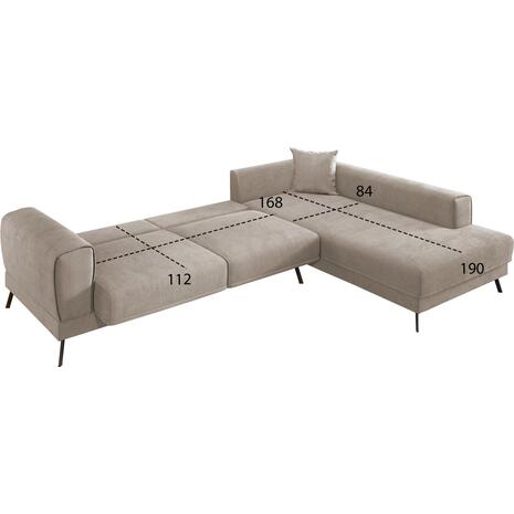 ΚΑΝΑΠΕΣ ΚΡΕΒΑΤΙ ΔΕΞΙΑ ΓΩΝΙΑ ZENORA HM3337.03R ΜΠΕΖ ΥΦΑΣΜΑ 303x214x80Υεκ