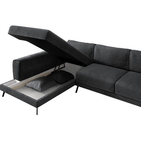 ΚΑΝΑΠΕΣ ΚΡΕΒΑΤΙ ΑΡΙΣΤΕΡΗ ΓΩΝΙΑ ZENORA HM3337.01L ΣΚΟΥΡΟ ΓΚΡΙ ΥΦΑΣΜΑ 303x214x80Υεκ