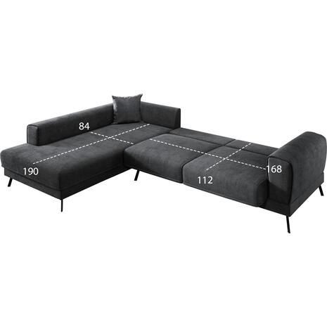 ΚΑΝΑΠΕΣ ΚΡΕΒΑΤΙ ΑΡΙΣΤΕΡΗ ΓΩΝΙΑ ZENORA HM3337.01L ΣΚΟΥΡΟ ΓΚΡΙ ΥΦΑΣΜΑ 303x214x80Υεκ