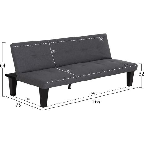 ΚΑΝΑΠΕΣ ΚΡΕΒΑΤΙ 3-ΘΕΣΙΟΣ KORO HM3304.01 ΓΚΡΙ PU ΔΕΡΜΑ 165x75x64Υεκ