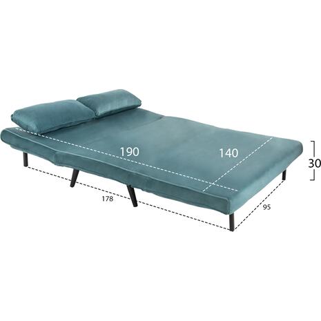 ΚΑΝΑΠΕΣ ΚΡΕΒΑΤΙ 2 ΑΤΟΜΩΝ ASMA HM3077.15 ΒΕΛΟΥΔΟ ΜΕΝΤΑ 140x80x77Yεκ.