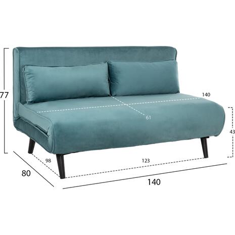 ΚΑΝΑΠΕΣ ΚΡΕΒΑΤΙ 2 ΑΤΟΜΩΝ ASMA HM3077.15 ΒΕΛΟΥΔΟ ΜΕΝΤΑ 140x80x77Yεκ.