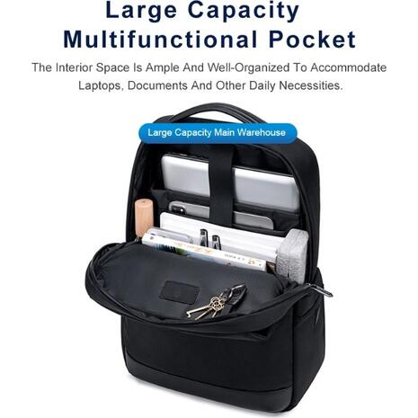 Τσάντα πλάτης Arctic Hunter B00671 με θήκη laptop 15.6", 16L, μαύρη