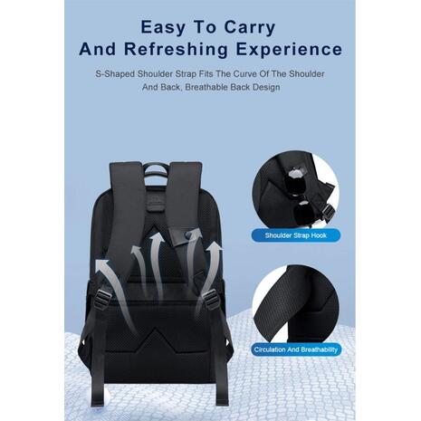 Τσάντα πλάτης Arctic Hunter B00671 με θήκη laptop 15.6", 16L, μαύρη