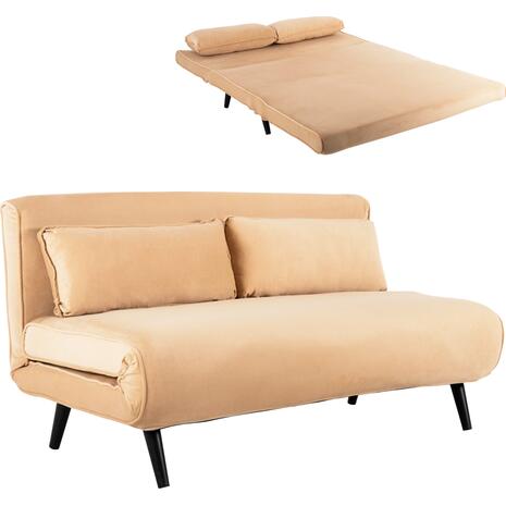 ΚΑΝΑΠΕΣ ΚΡΕΒΑΤΙ 2 ΑΤΟΜΩΝ ASMA HM3077.17 ΜΕ ΒΕΛΟΥΔΟ ΜΠΕΖ 140x80x77Yεκ.