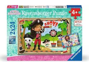 Παζλ Ravensburger Gabby's Dollhouse – Πάμε στο πειρατικό πάρτι! 2x24 τεμαχίων