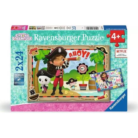 Παζλ Ravensburger Gabby's Dollhouse – Πάμε στο πειρατικό πάρτι! 2x24 τεμαχίων