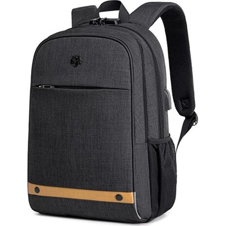 Τσάντα πλάτης Golden Wolf GB00375 με θήκη laptop 15.6", 19L, USB, μαύρη