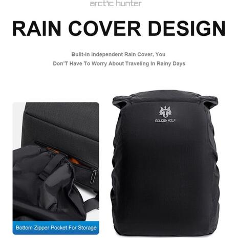 Τσάντα πλάτης Golden Wolf GB00375 με θήκη laptop 15.6", 19L, USB, μαύρη