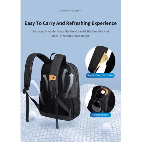 Τσάντα πλάτης Golden Wolf GB00375 με θήκη laptop 15.6", 19L, USB, μαύρη