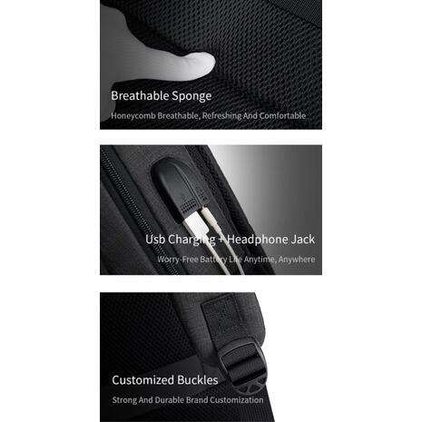 Τσάντα πλάτης Golden Wolf GB00375 με θήκη laptop 15.6", 19L, USB, μαύρη