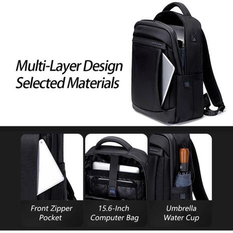 Τσάντα πλάτης Arctic Hunter B00478 με θήκη laptop 15.6", 18L, μαύρη