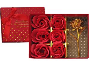 Κουτί με 6 Τριαντάφυλλα & 1 Χρυσό 15x11,5x4,5cm